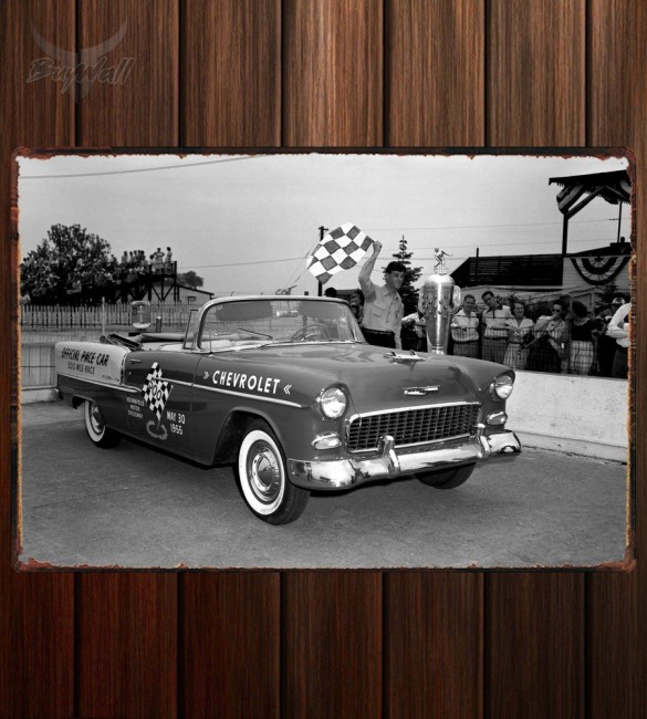 Металлическая табличка Chevrolet Bel Air Convertible Indy 500 Pace Car Металлическая табличка Chevrolet Bel Air Convertible Indy 500 Pace Car